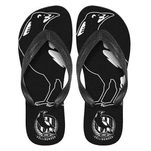 AFL Supporter Thongs - Collingwood Magpies - Mens Size - Flip Flops - Shoe