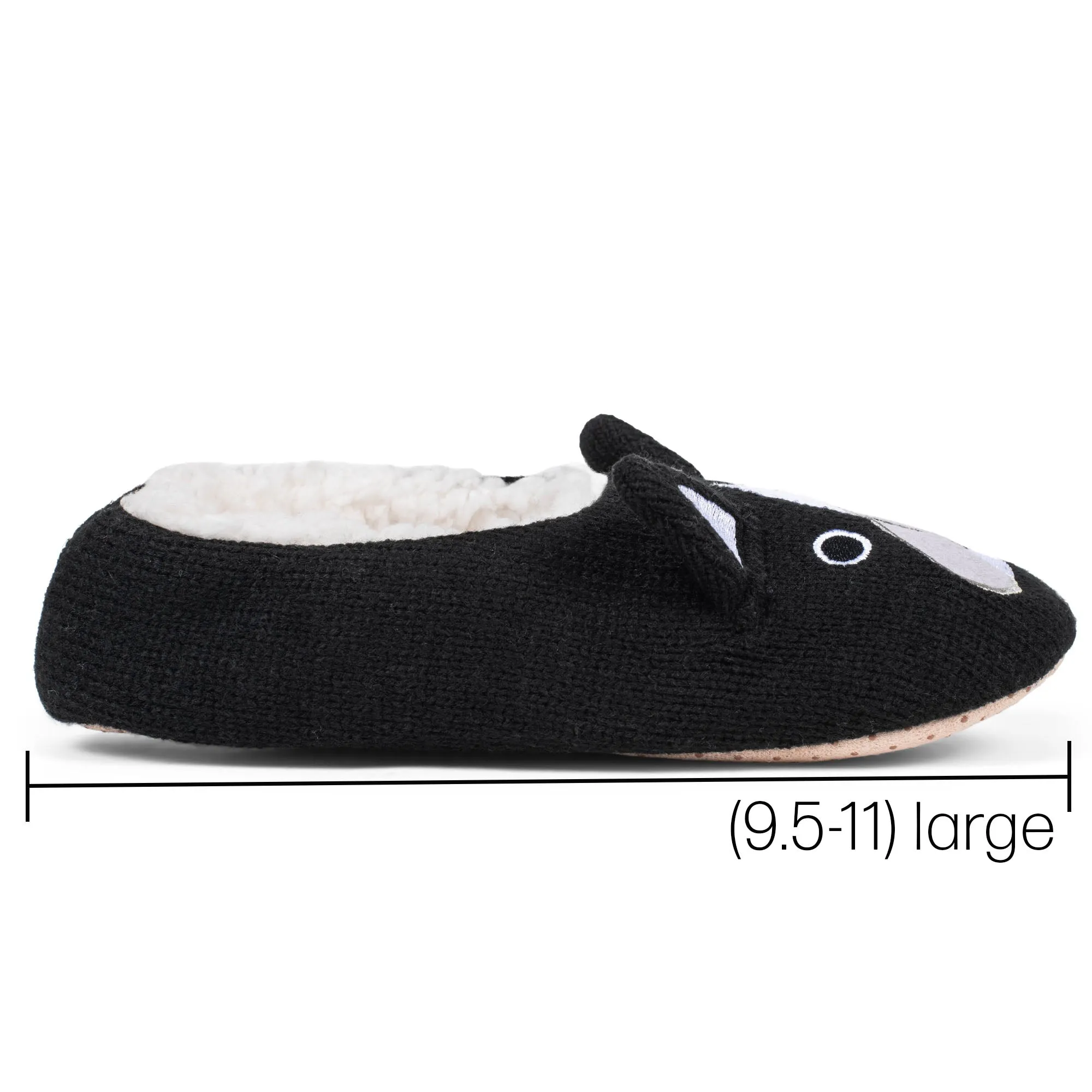 Bulldog Black Women's Animal Cozy Plush Lined Non Slip Fuzzy Slipper - Large
