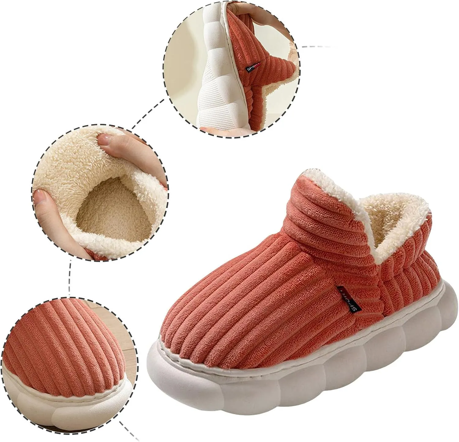 Cathalem House Slippers for Women Platform Mini Boots Ankle Boots Anti-Slip Slippers Suede Fleece-Lined Indoor and Outdoor