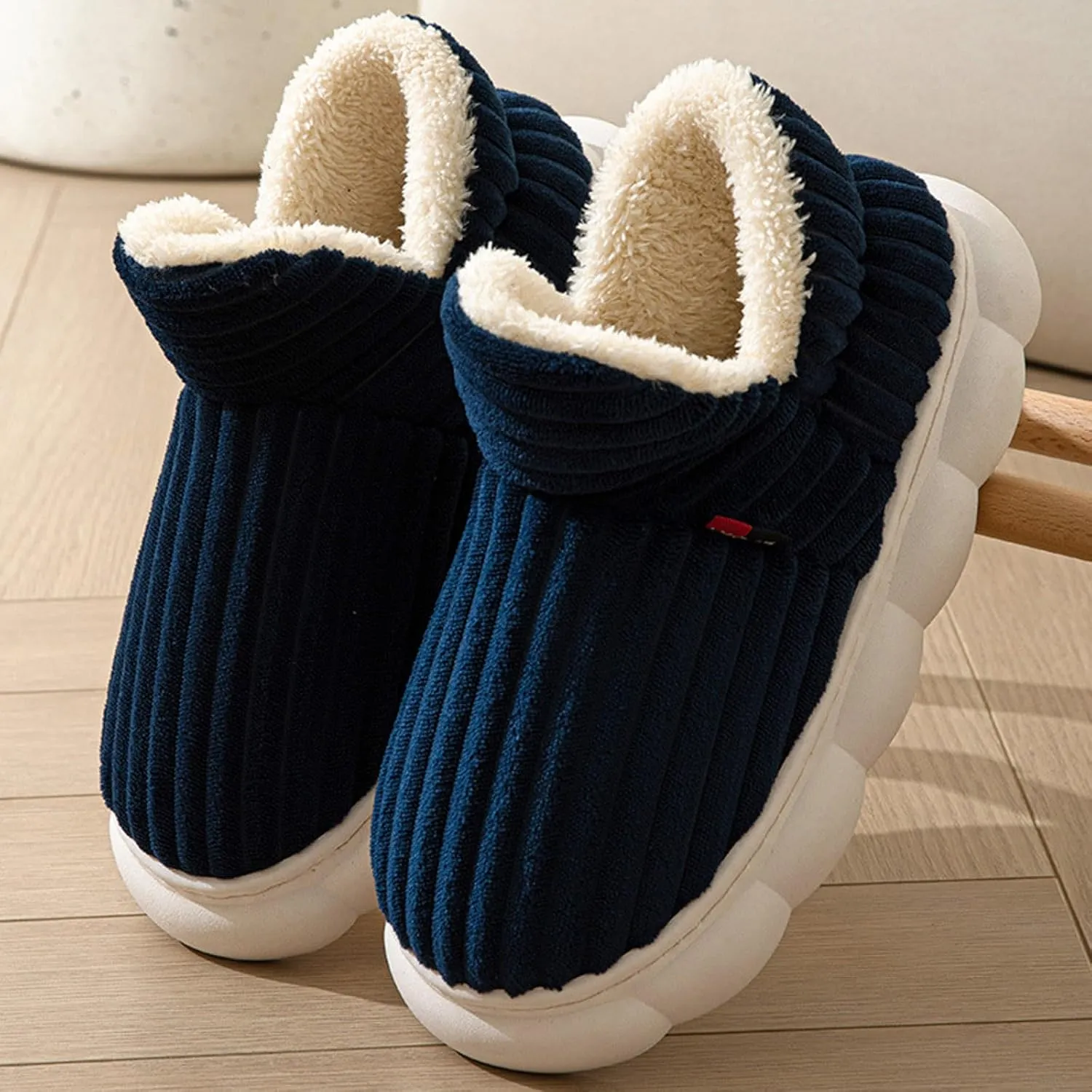 Cathalem House Slippers for Women Platform Mini Boots Ankle Boots Anti-Slip Slippers Suede Fleece-Lined Indoor and Outdoor