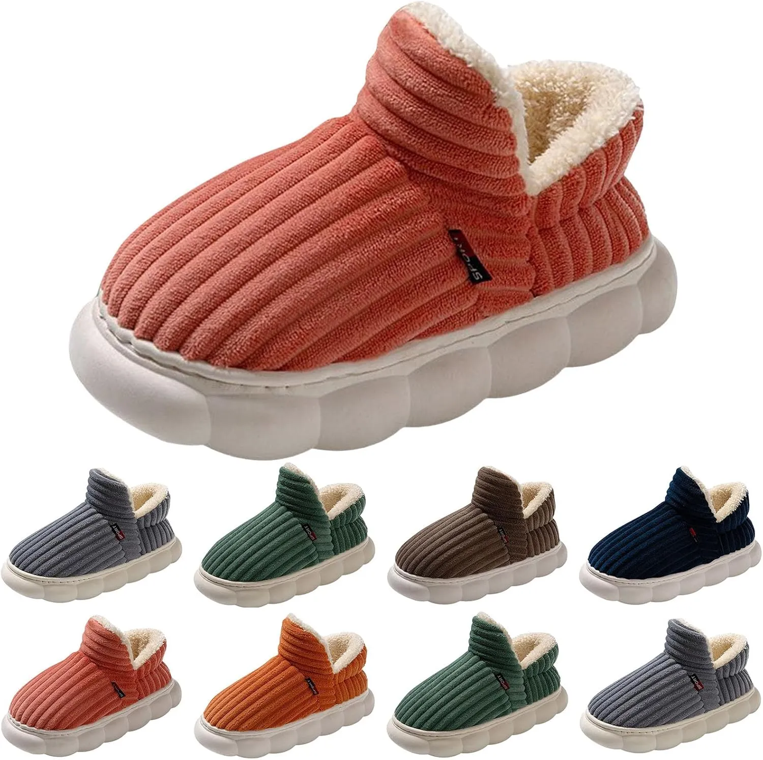 Cathalem House Slippers for Women Platform Mini Boots Ankle Boots Anti-Slip Slippers Suede Fleece-Lined Indoor and Outdoor