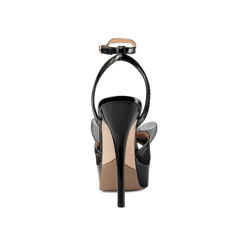 Crystal Chic Buckle High Heel Sandals