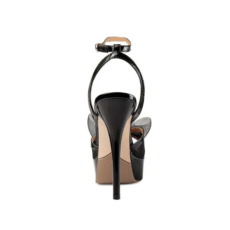 Crystal Chic Buckle High Heel Sandals