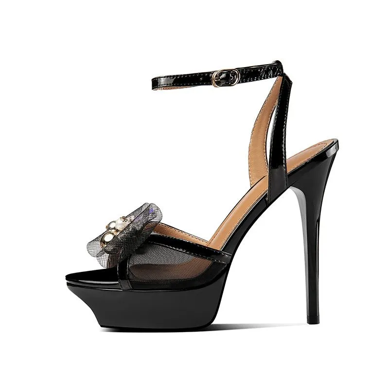 Crystal Chic Buckle High Heel Sandals