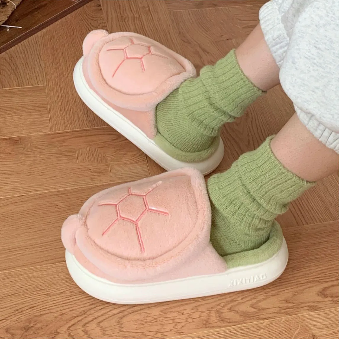 Cute Fleece Turtle Slippers