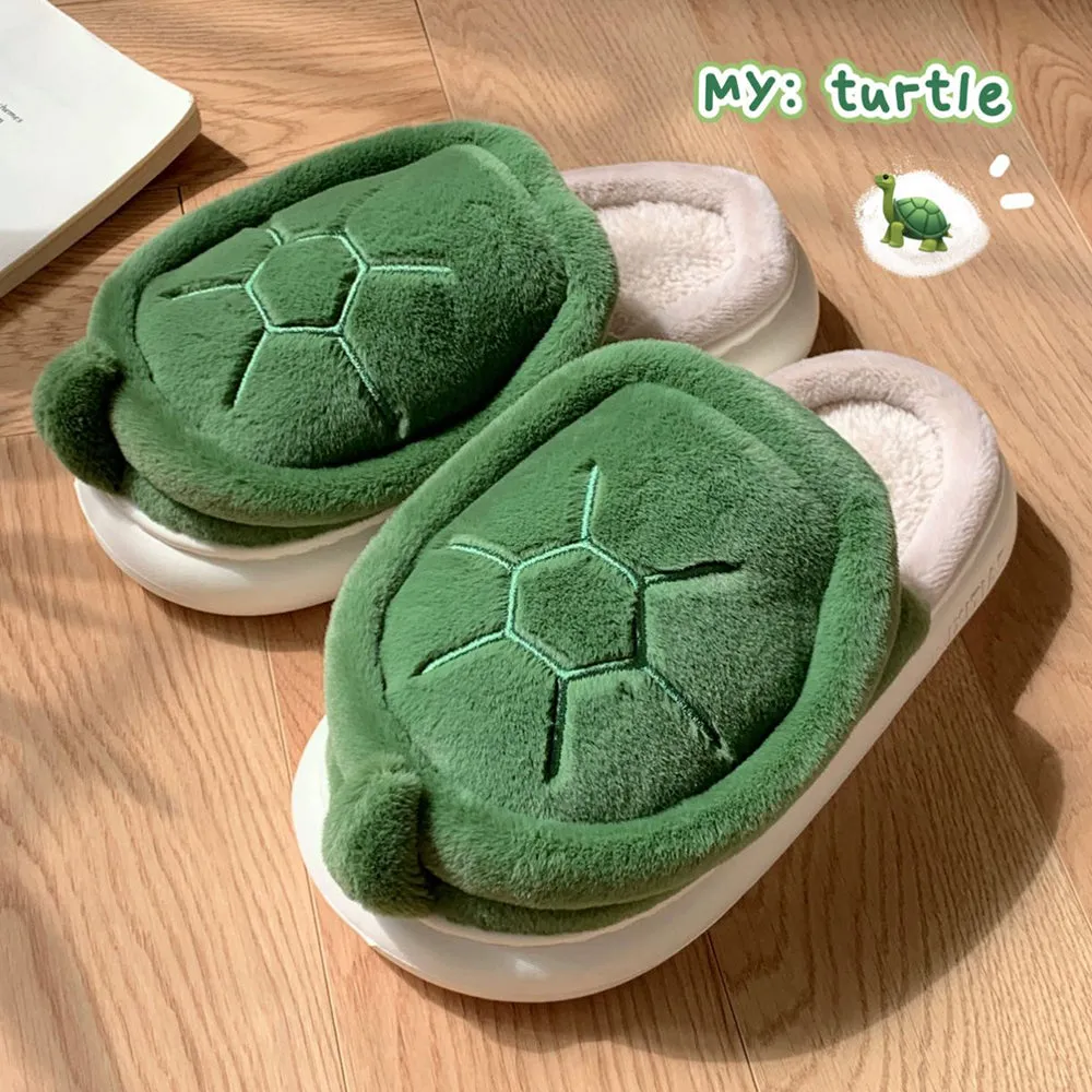 Cute Fleece Turtle Slippers