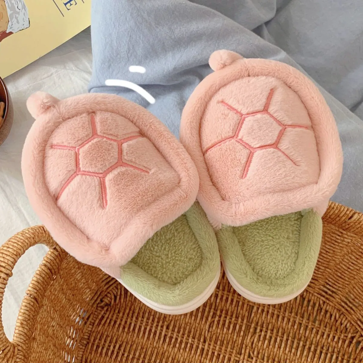 Cute Fleece Turtle Slippers