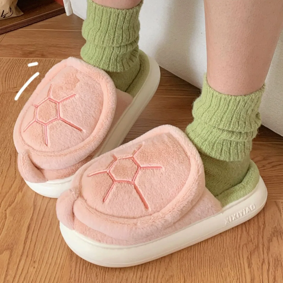 Cute Fleece Turtle Slippers