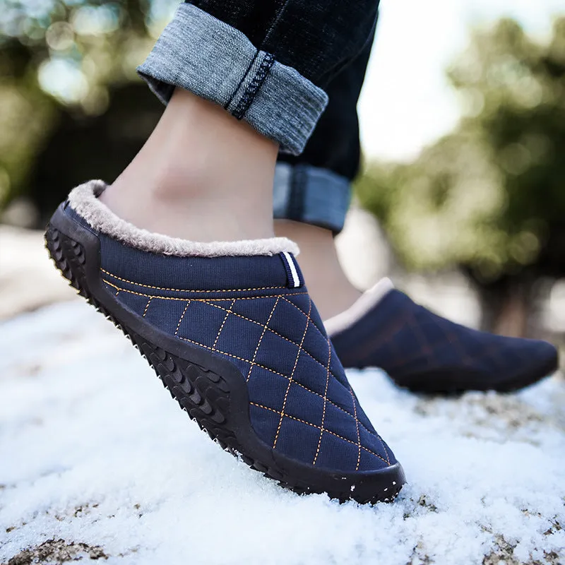 Diamond Stitched Thick-Sole Men's Slippers