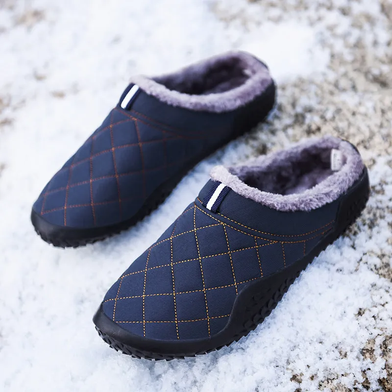 Diamond Stitched Thick-Sole Men's Slippers