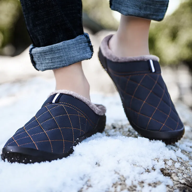 Diamond Stitched Thick-Sole Men's Slippers
