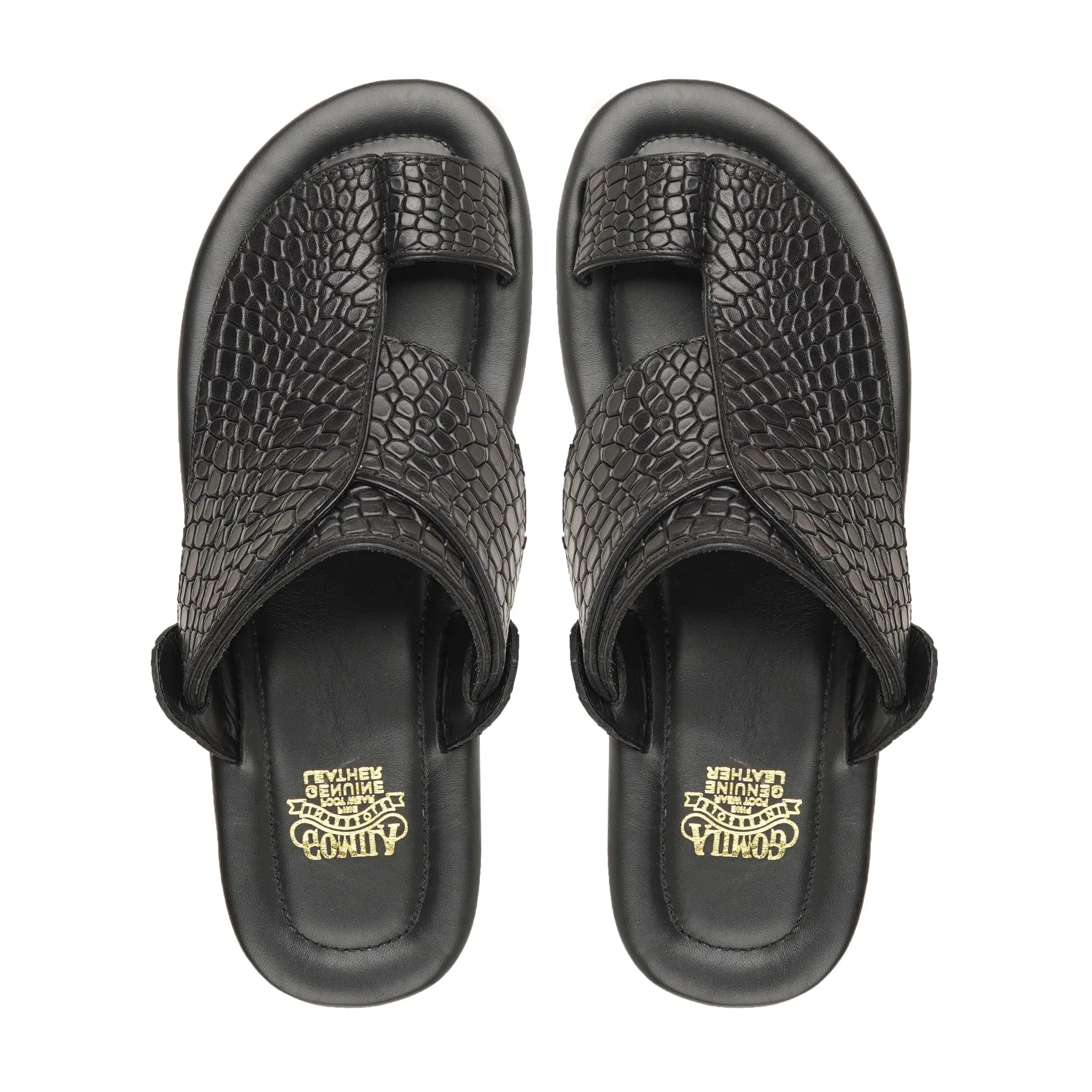 Dubai - Men's Black Calf Leather Slipper