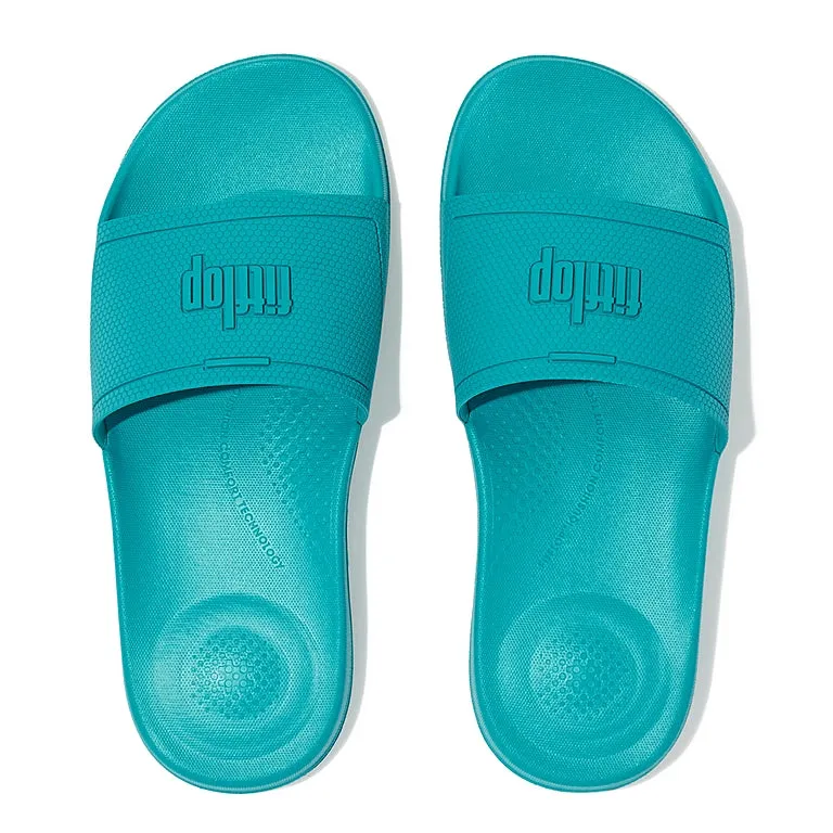 FITFLOPS IQUSHION SLIDES TAHITI BLUE