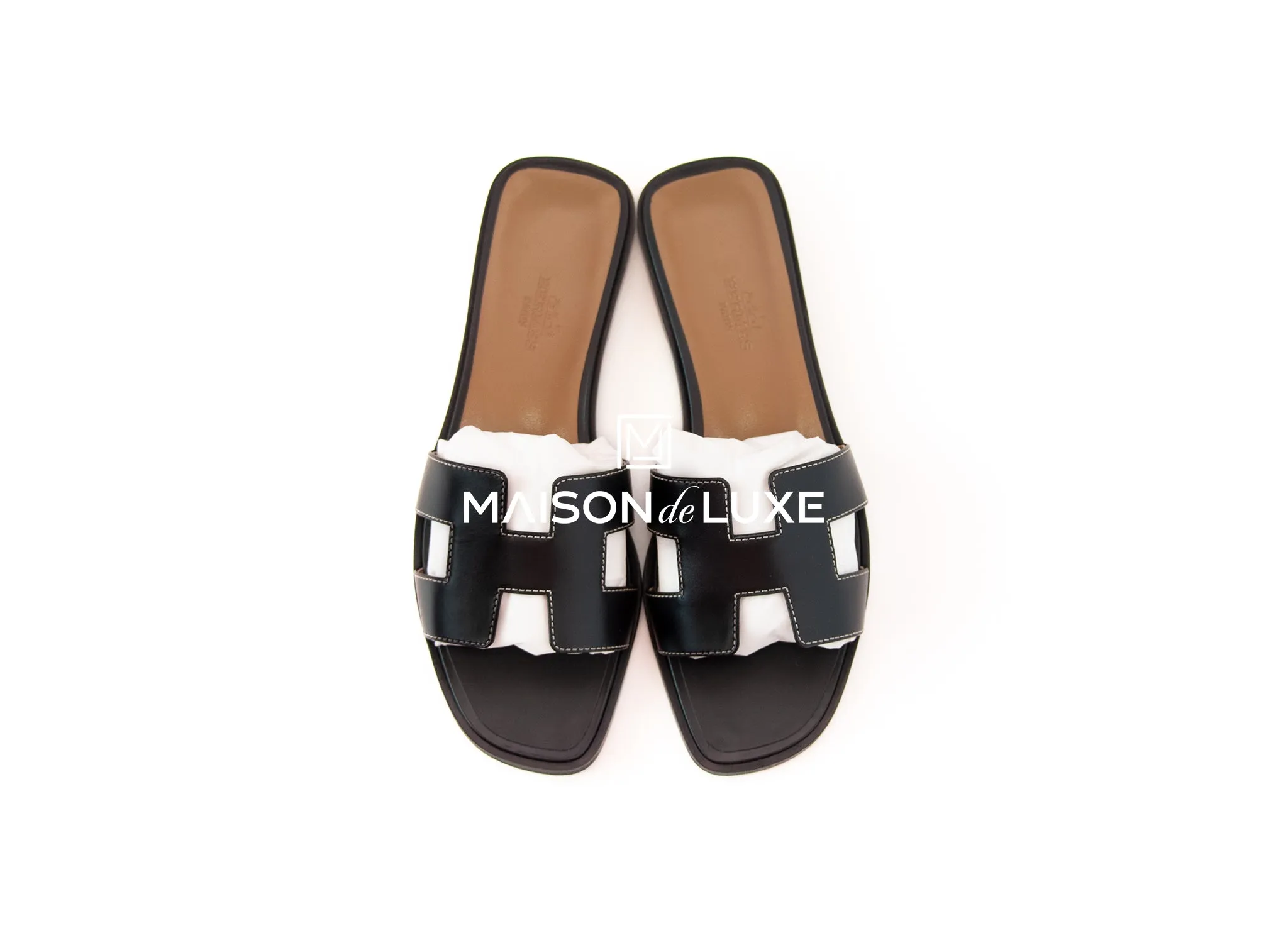 Hermes Women's Black Oran Sandal 37