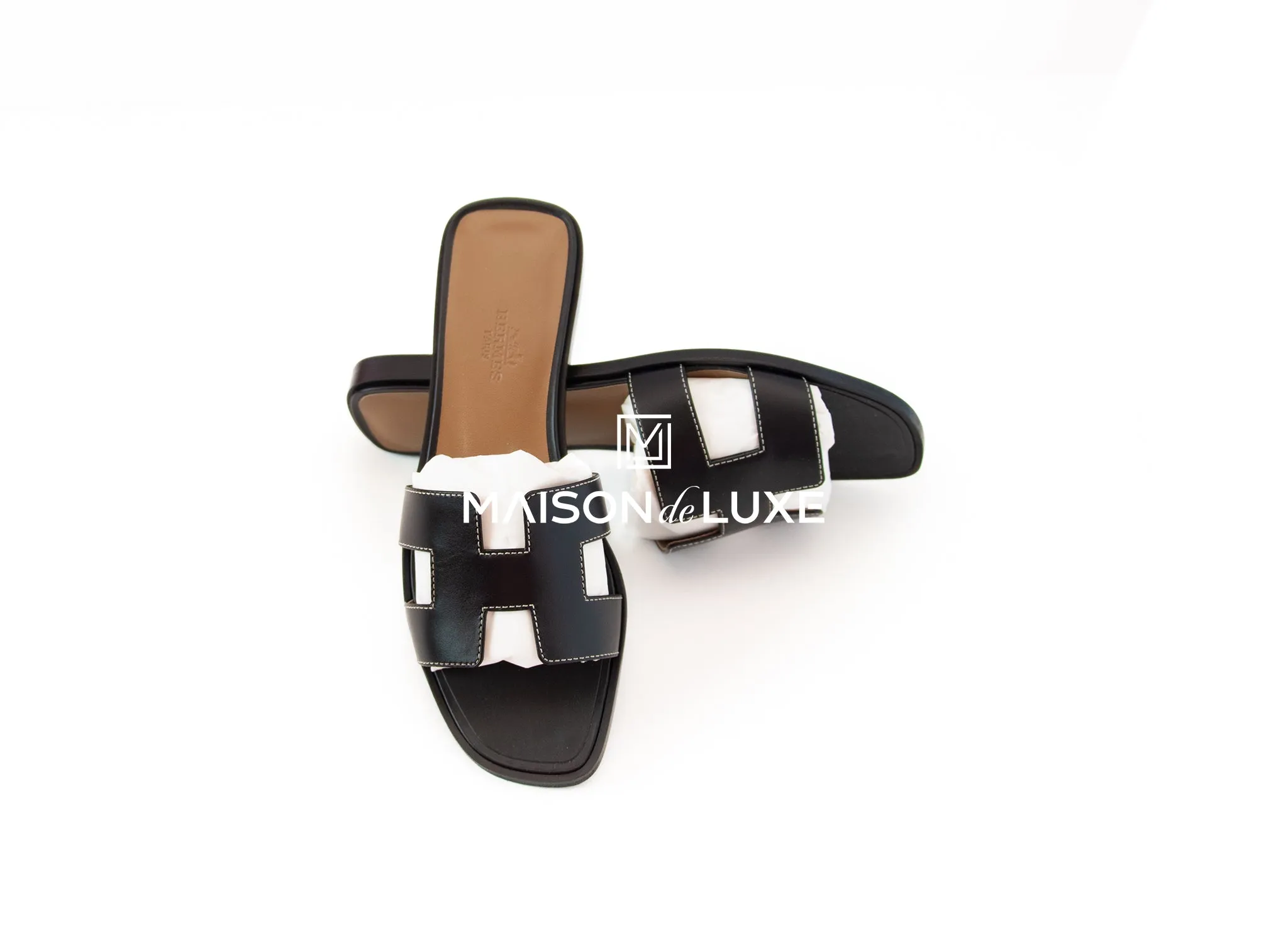 Hermes Women's Black Oran Sandal 37