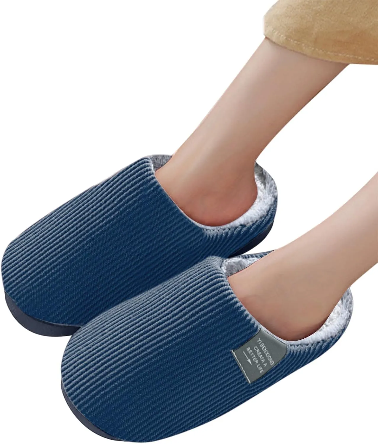 Indoor Non-Slip Memory Foam Slippers for Women Cozy Couple Durable Shoes Cute Slide Wide Warm Plush Slippers Furry