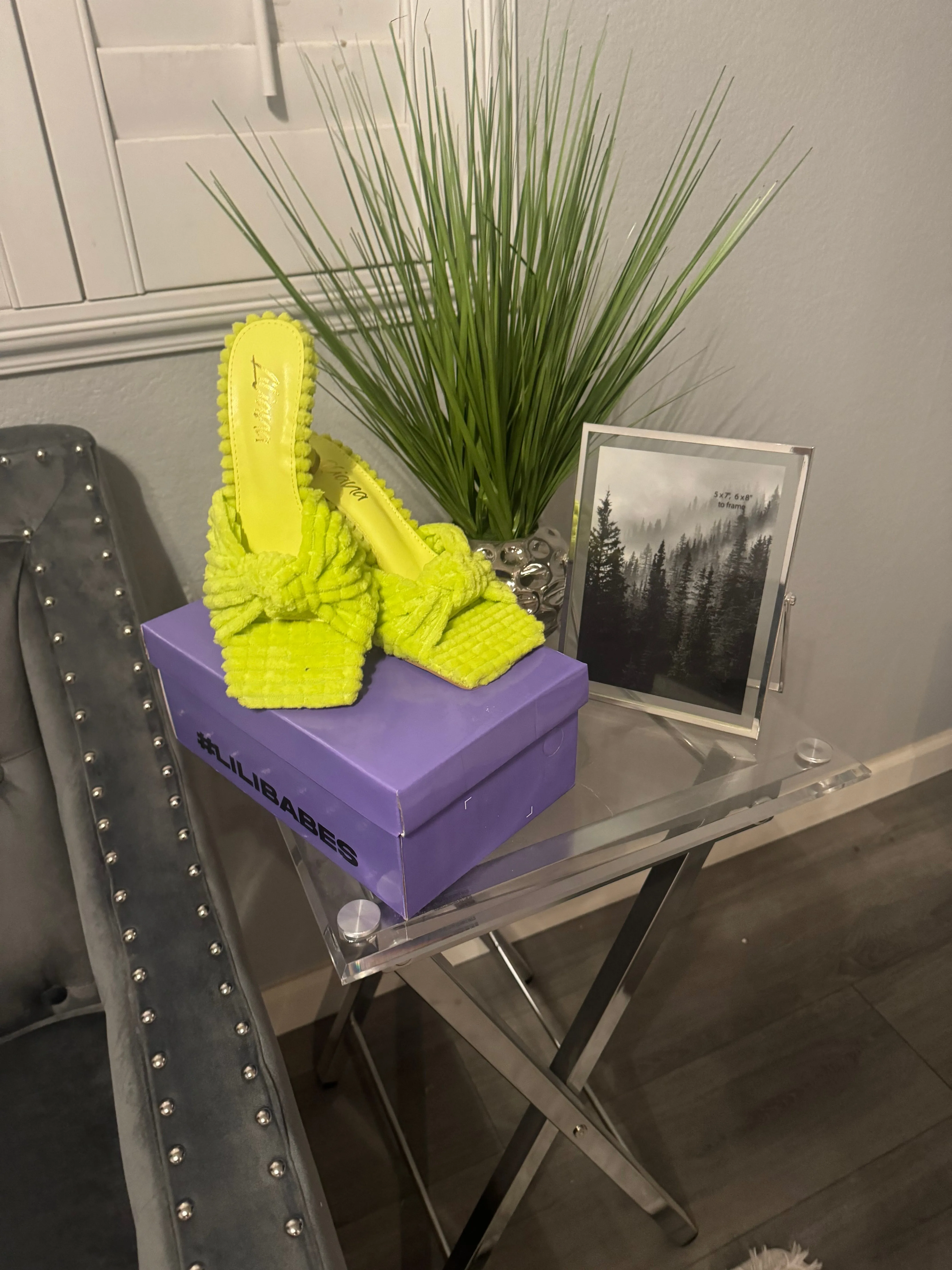 Lime Square Toe Sandal