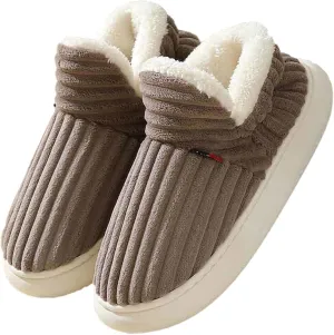 Men's Fuzzy Slippers Winter Fleece Lined Warm Boot Slippers Plus Plush Thick Soled Mens Indoor Size 11