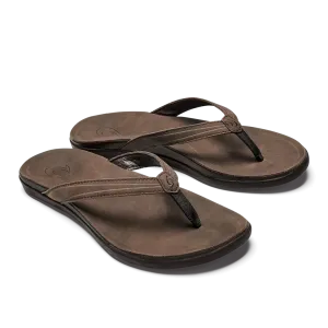 Olukai "Aukai" Women's Everyday Leather Slippers- Copper/Dark Java