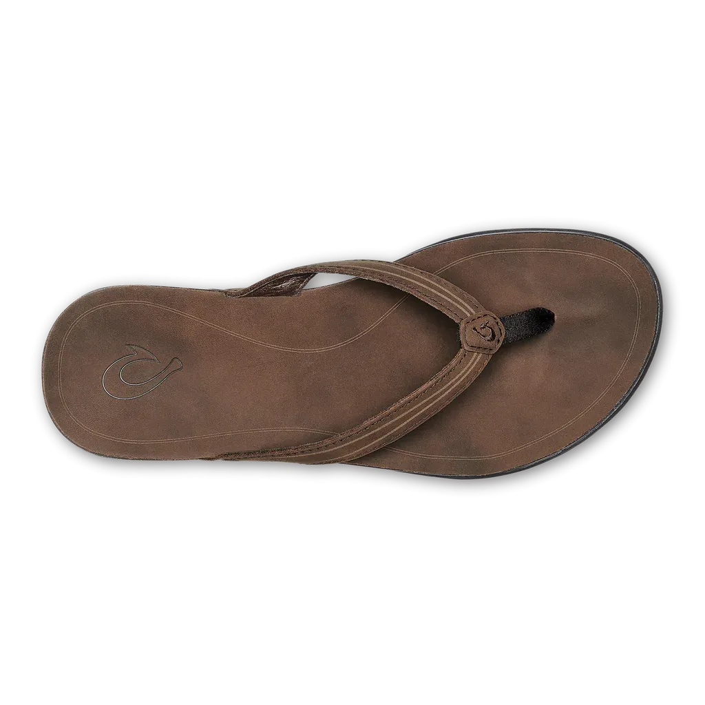 Olukai "Aukai" Women's Everyday Leather Slippers- Copper/Dark Java