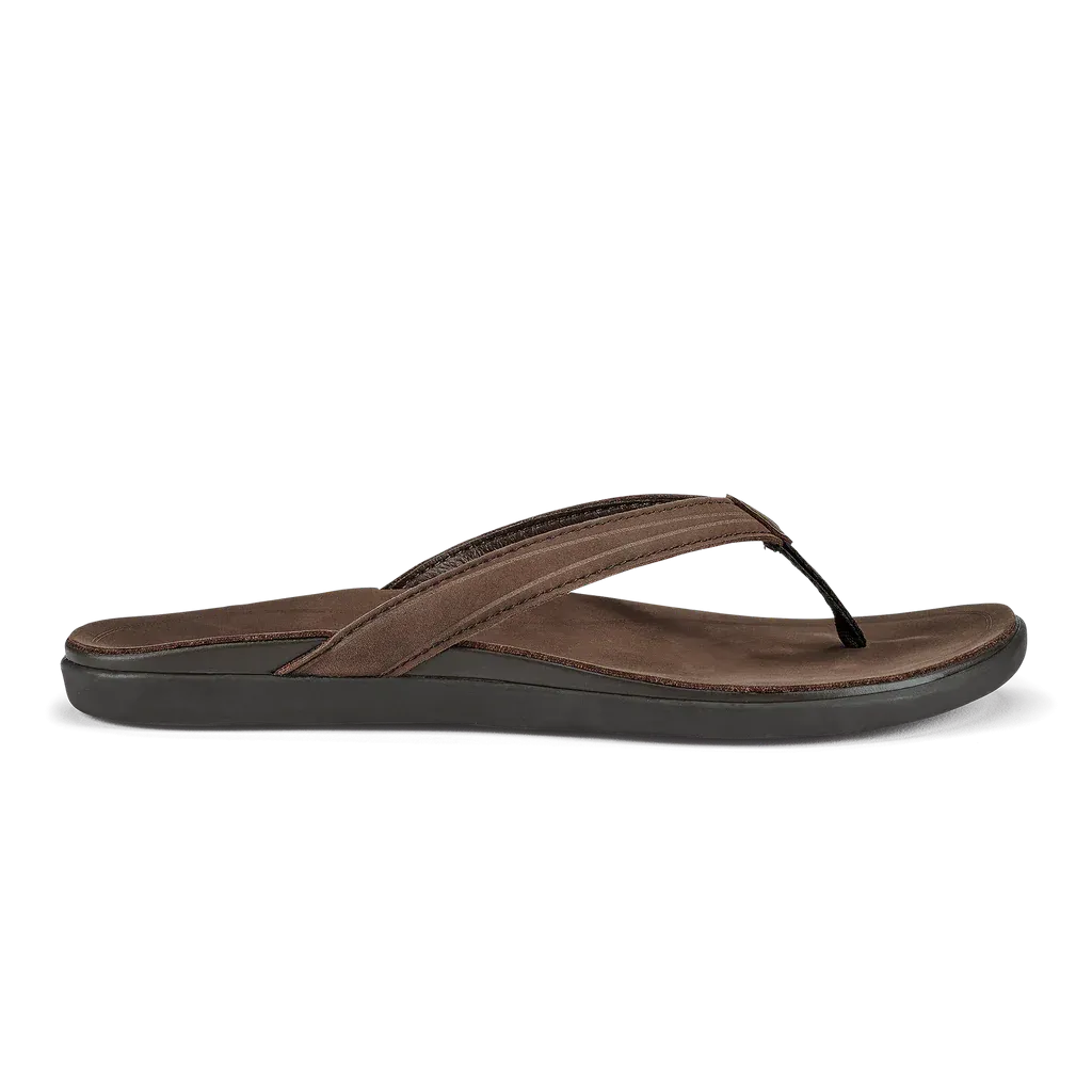 Olukai "Aukai" Women's Everyday Leather Slippers- Copper/Dark Java