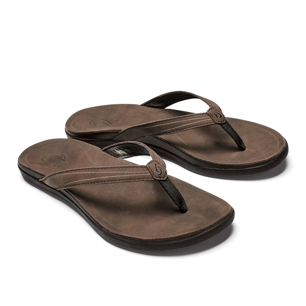 Olukai "Aukai" Women's Everyday Leather Slippers- Copper/Dark Java