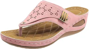 Orthopedic Sandal for Women Comfortable Arch Support Flip Flops Slip On Wedge Sandals Hollow Out Vintage Summer Beach Slippers Dressy Casual Thong Sandals Outdoor Shoes