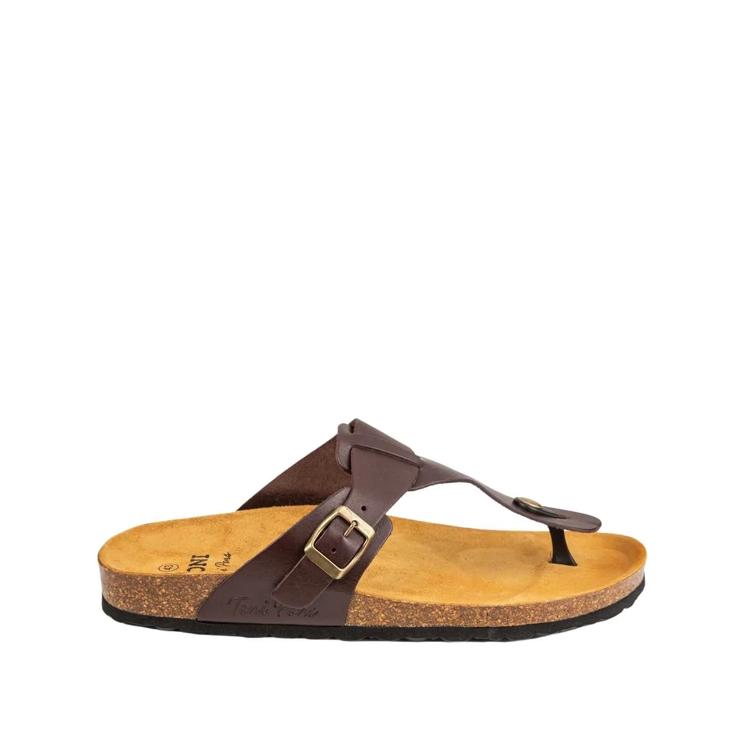 Plain Leather Open Toe Slippers for Men - Gil-VQ