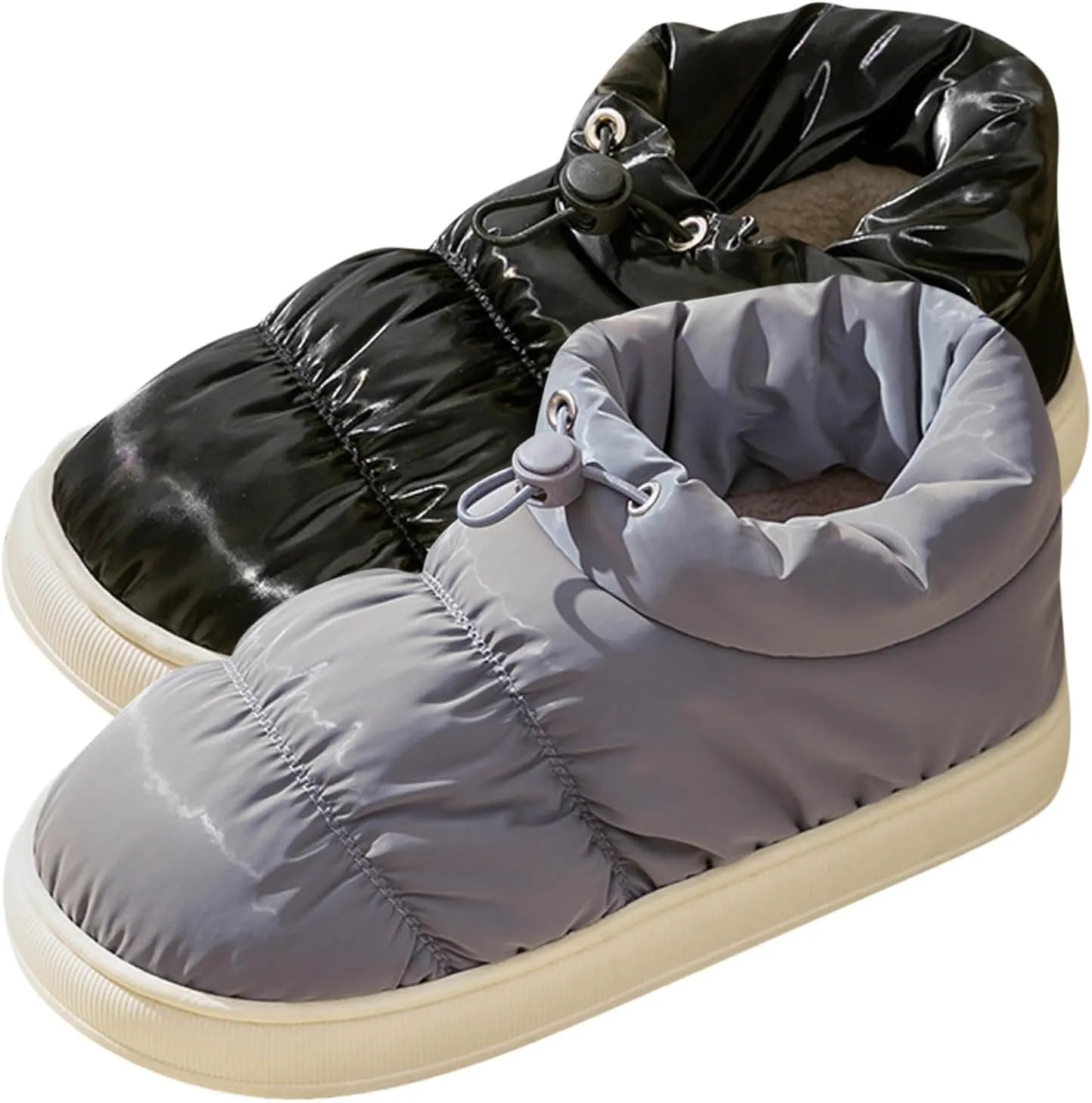 Roorsily Men's Rain Cloth Slippers Fashion Solid Warm Boot Slippers Fleece Lined Winter Slippers Memory Foam Slippers