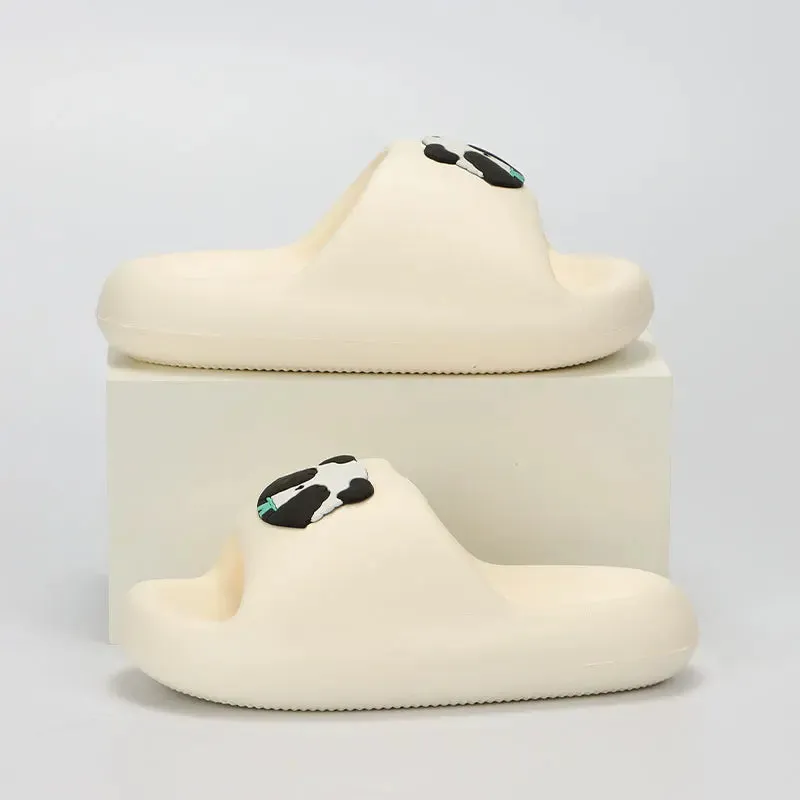 Sohiwoo Women's Cute Thick Bottom Panda Slippers for Home 2024 Summer Indoor Soft Sole Pillow Slippers Eva Slides Comfort Flat Sandals