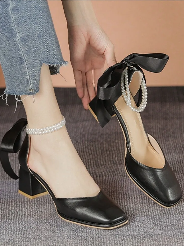 Summer High Heels Ladies Casual Pure Color Elegant Sandals Woman Party Korean Style Non-slip Shoes Outdoor Design Chic