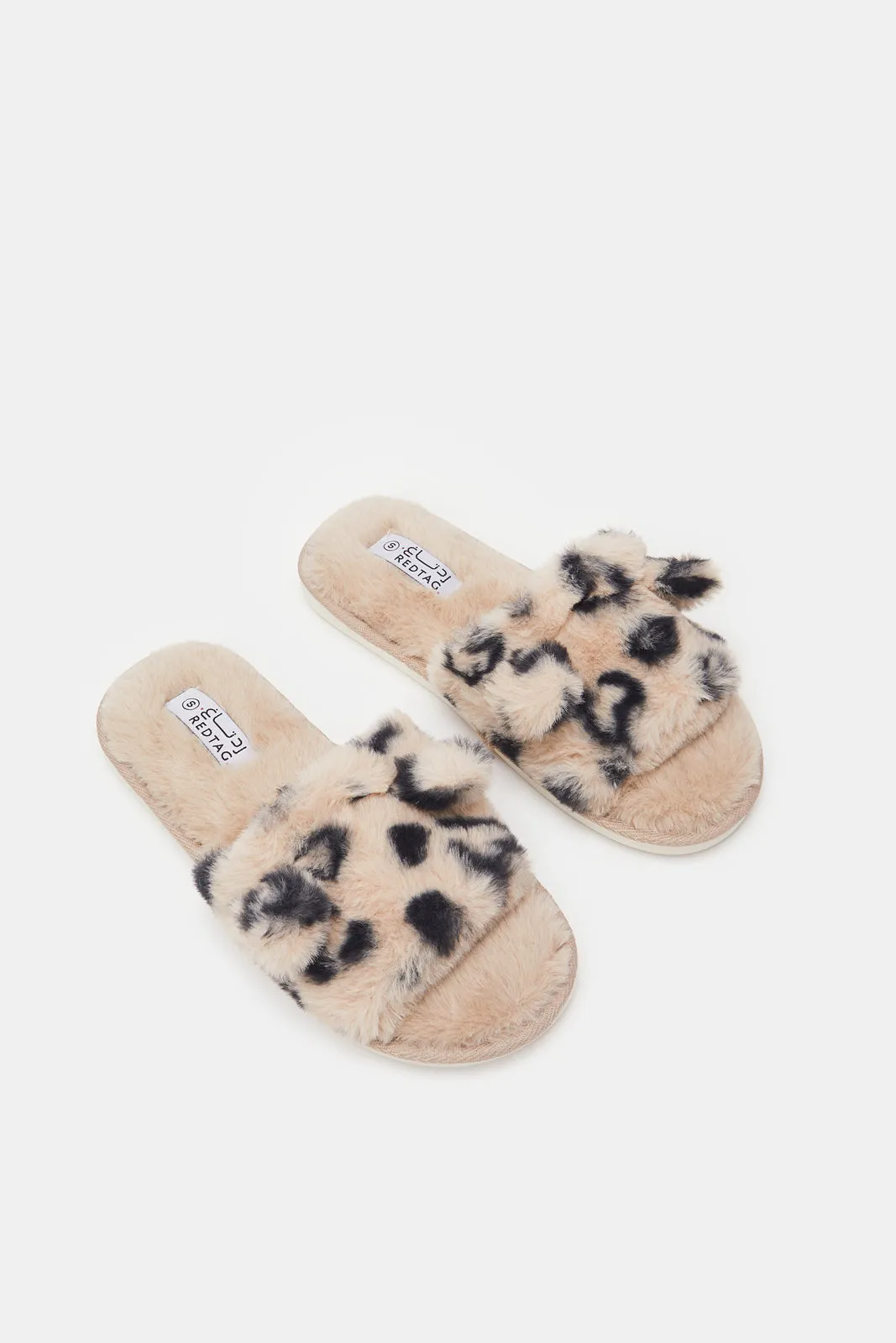 Women Beige Animal Print Slipper