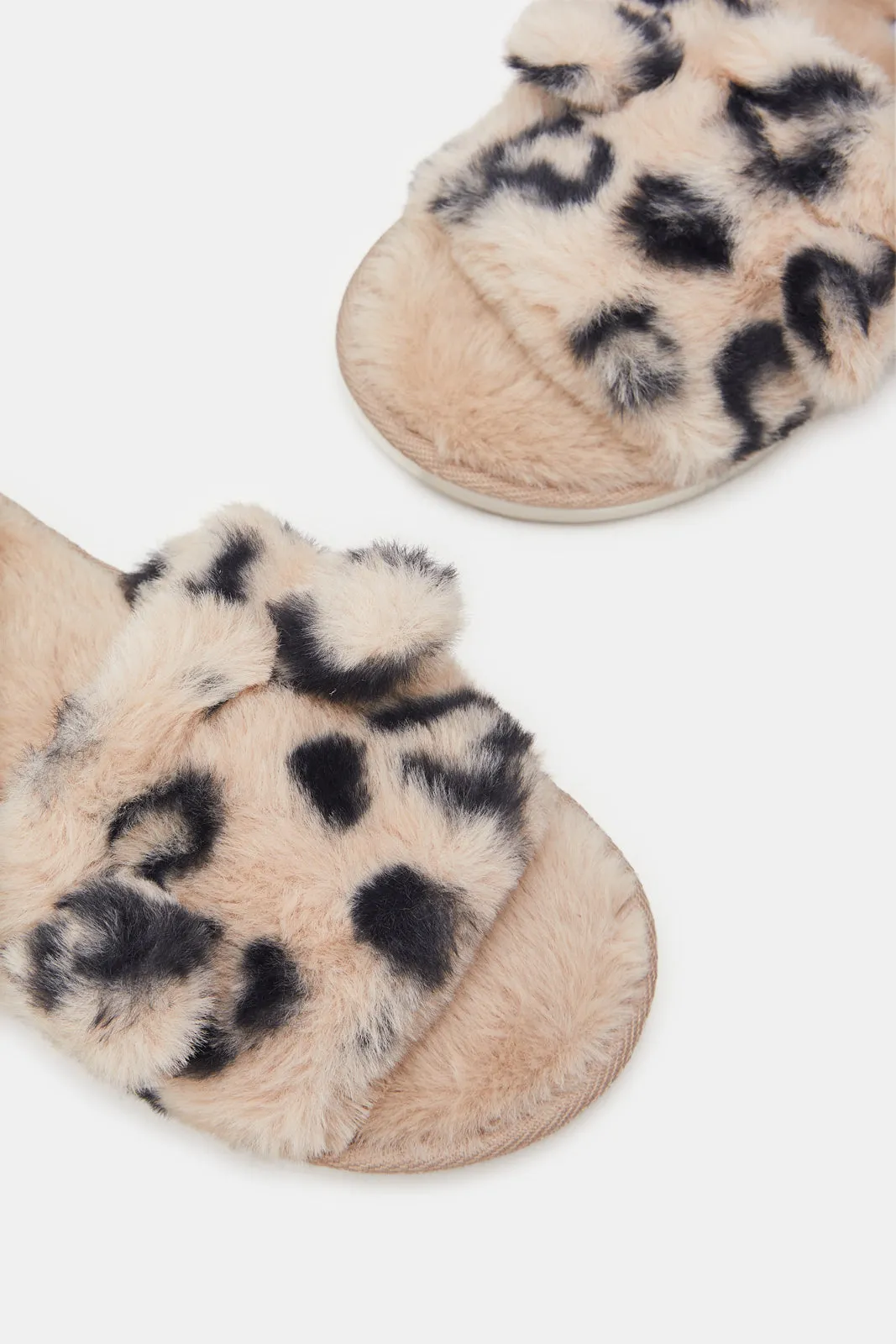 Women Beige Animal Print Slipper