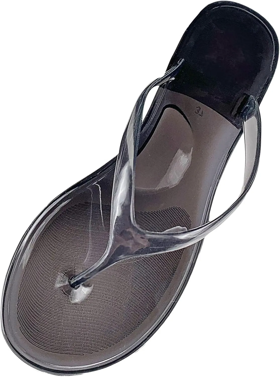 Women's Sandals Ladies Summer Transparent Jelly Crystal Flat Bottom Toe Flip Flops Beach Sandal Womens Slippers
