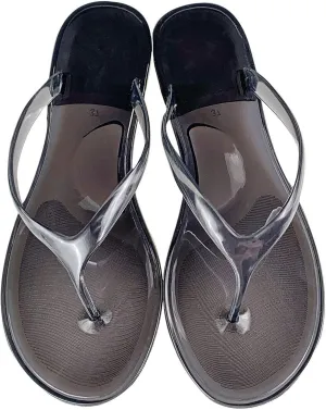 Women's Sandals Ladies Summer Transparent Jelly Crystal Flat Bottom Toe Flip Flops Beach Sandal Womens Slippers