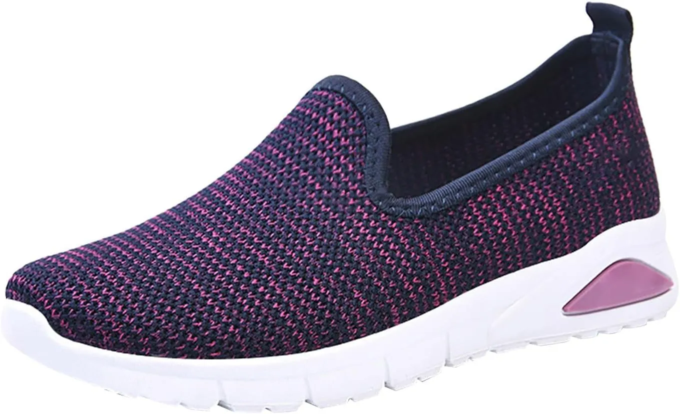 Womens Stylish Slip On Sneakers Trendy Flats Comfortable Casual Walking Shoes No Laces Hand Free Low Top Woven Orthopedic Breathable Soft Shoes Slip-on Loafers Sneakers
