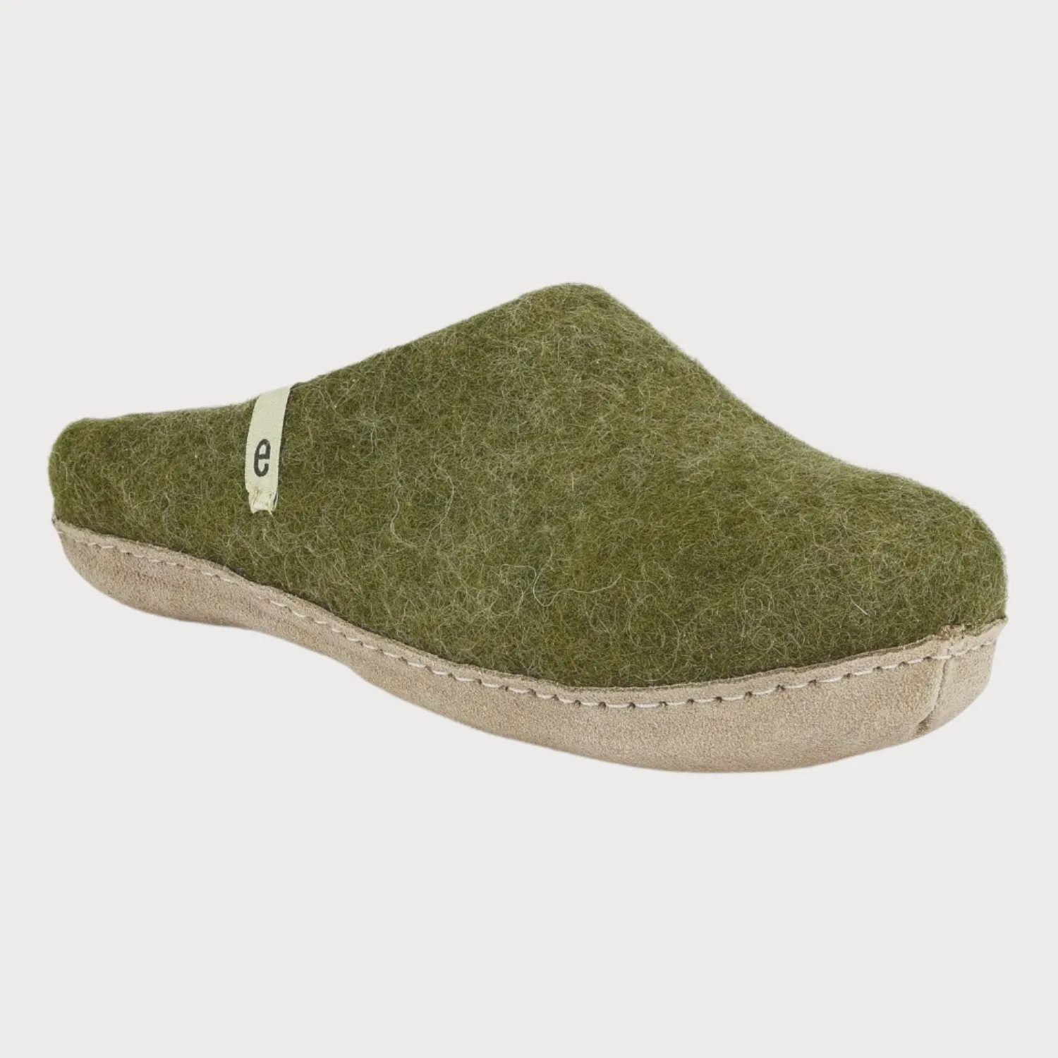 Wool Felt Slippers: Moss